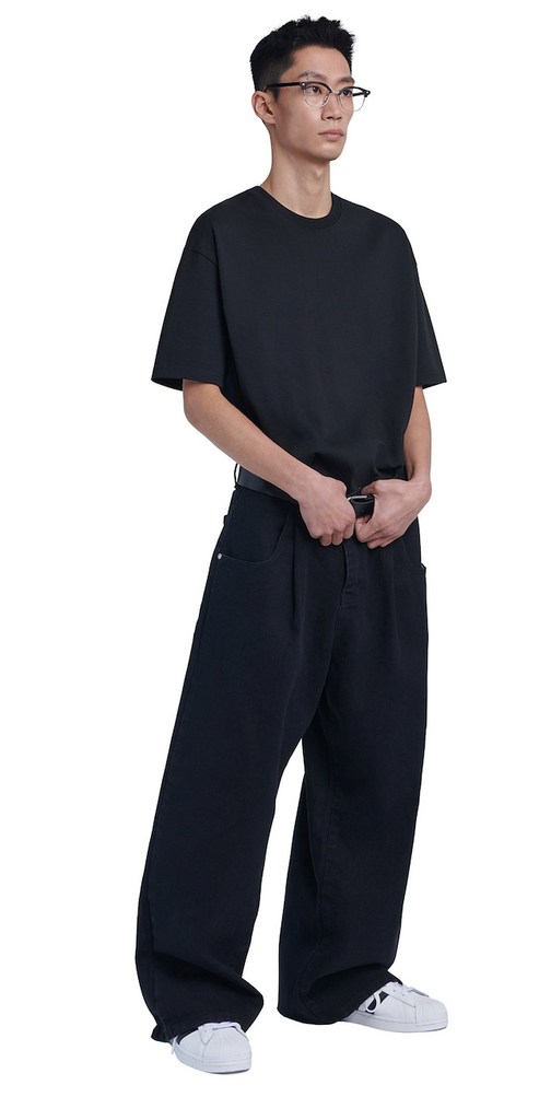 NOMANUAL(ノーマニュアル)  ONE TUCK REVERSED POCKET PANTS - BLACK