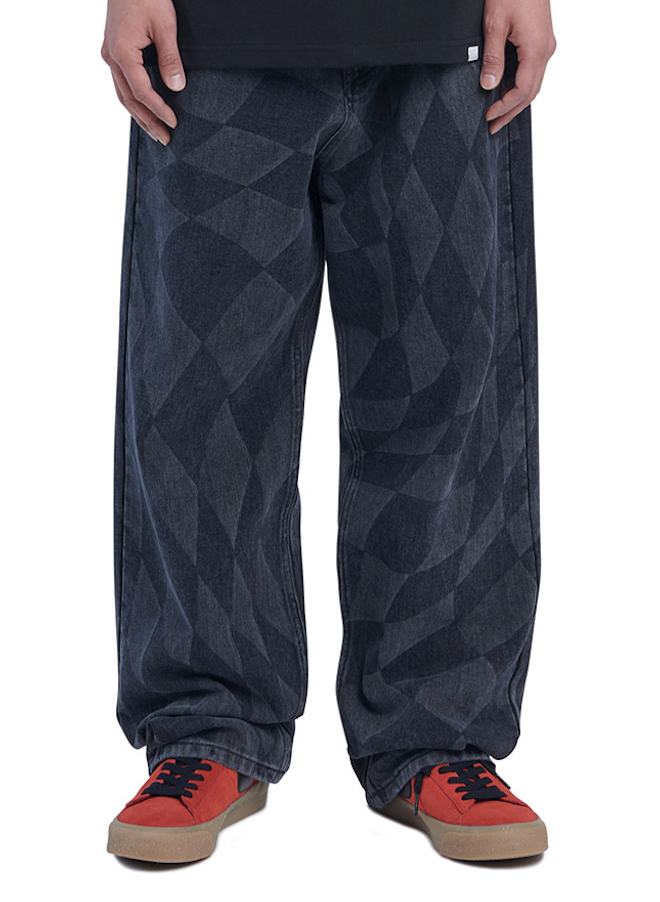 NOMANUAL(ノーマニュアル) D.T CHECKERBOARD DENIM PANTS - WASHED BLACK