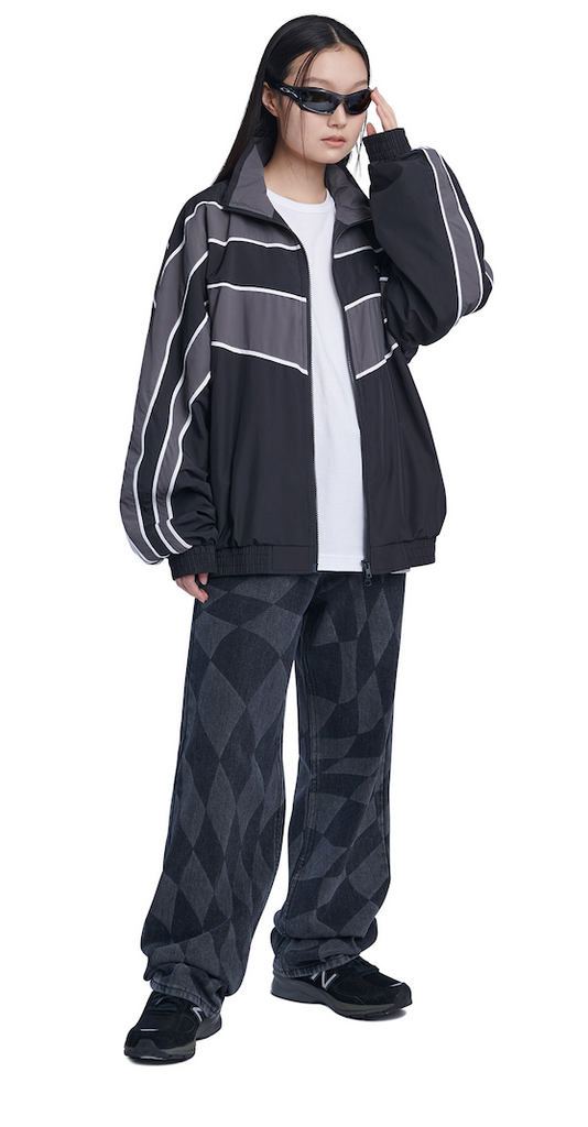NOMANUAL(ノーマニュアル) D.T CHECKERBOARD DENIM PANTS - WASHED BLACK