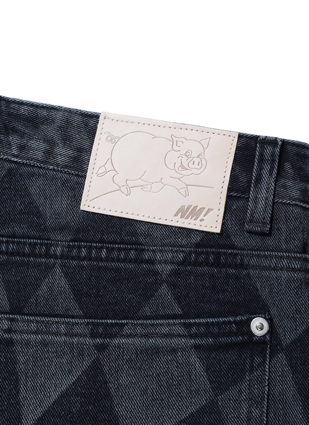 NOMANUAL(ノーマニュアル) D.T CHECKERBOARD DENIM PANTS - WASHED BLACK