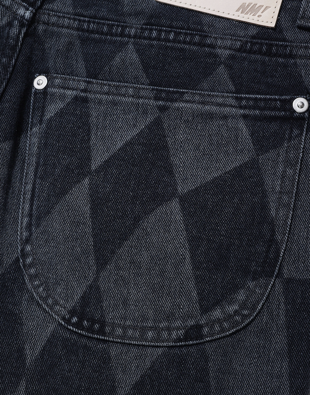 NOMANUAL(ノーマニュアル) D.T CHECKERBOARD DENIM PANTS - WASHED BLACK