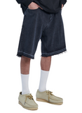 NOMANUAL(ノーマニュアル) RAW EDGE DENIM SHORTS - BLACK