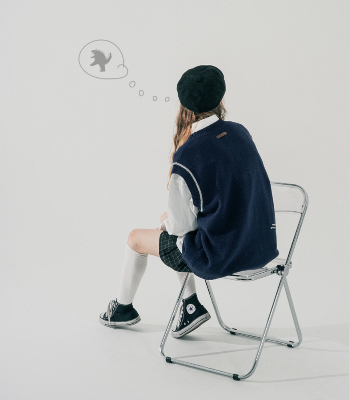 ダブルユーブイプロジェクト(WV PROJECT) Jerry Wool Knit Best Navy MJKN7524