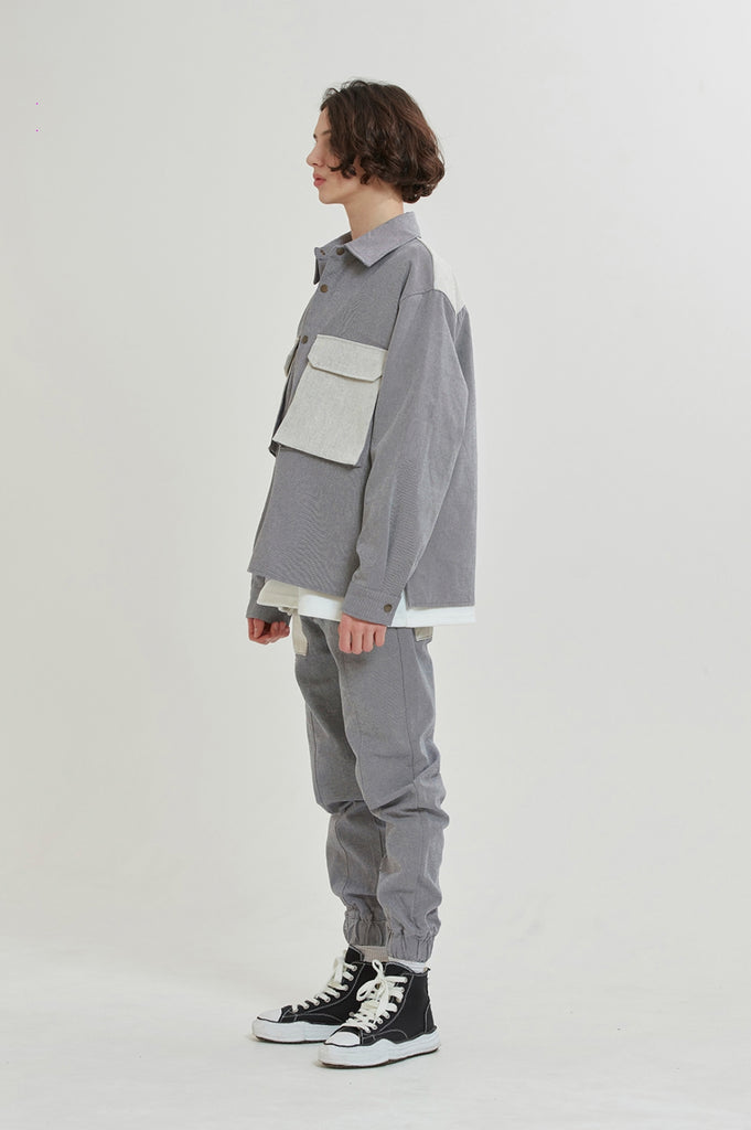 QUIETIST (クワイエティスト) Dual Denim Jogger Pants (gray)