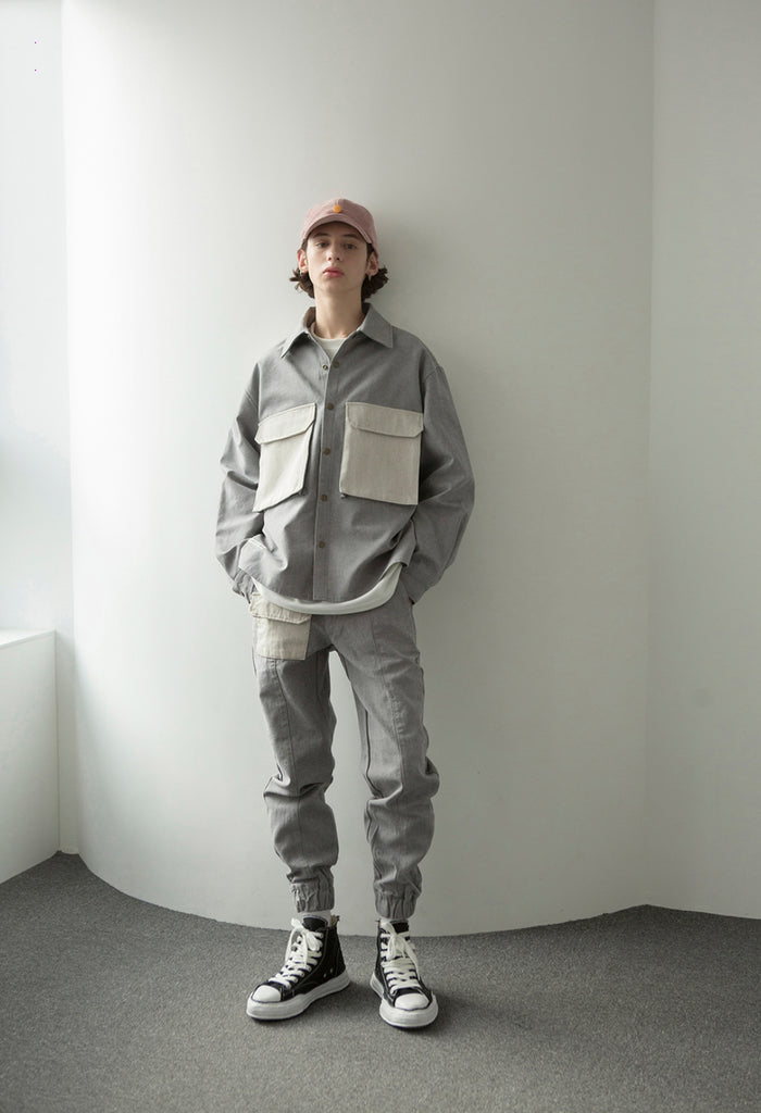 QUIETIST (クワイエティスト) Dual Denim Jogger Pants (gray)