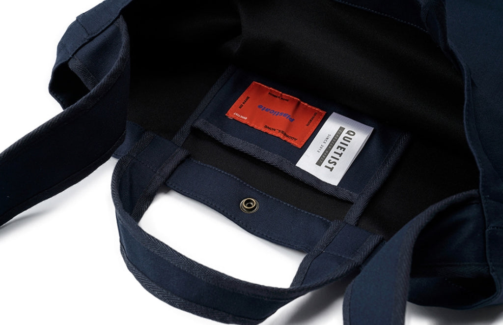 QUIETIST (クワイエティスト) Square Cotton 2 in 1 Shoulder Bag (navy)
