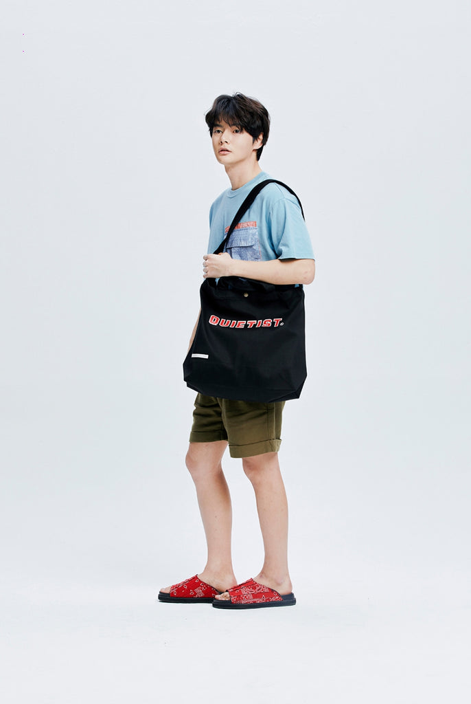 QUIETIST (クワイエティスト) Square Cotton 2 in 1 Shoulder Bag (black)
