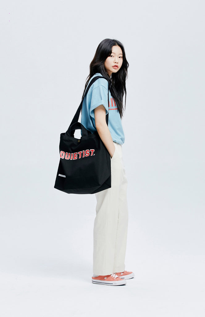 QUIETIST (クワイエティスト) Square Cotton 2 in 1 Shoulder Bag (black)