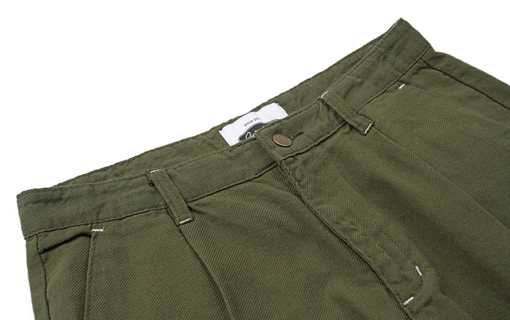 QUIETIST (クワイエティスト) Jungle Cotton One-tuck Shorts (khaki)