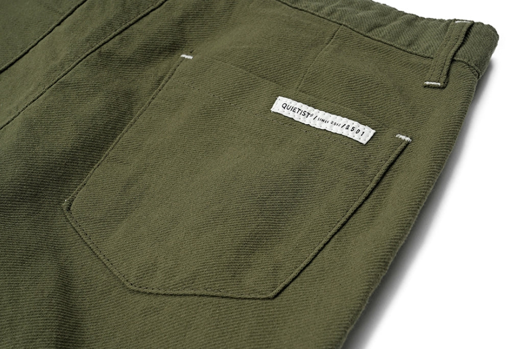QUIETIST (クワイエティスト) Jungle Cotton One-tuck Shorts (khaki)