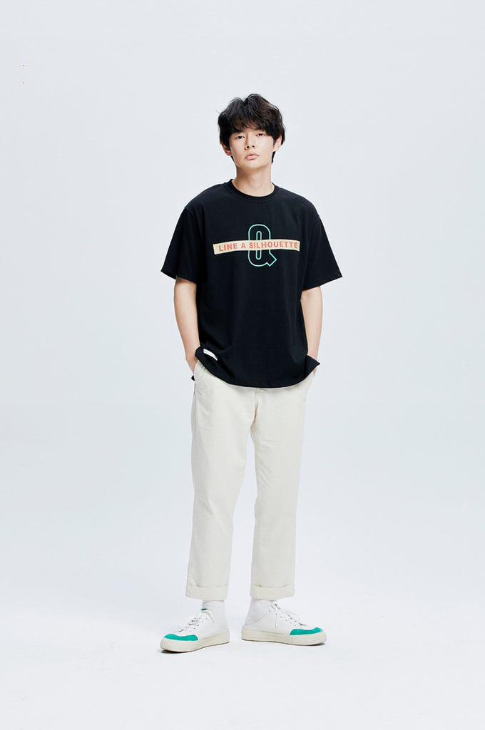 QUIETIST (クワイエティスト) Q Diagonal Logo T-Shirts (black)
