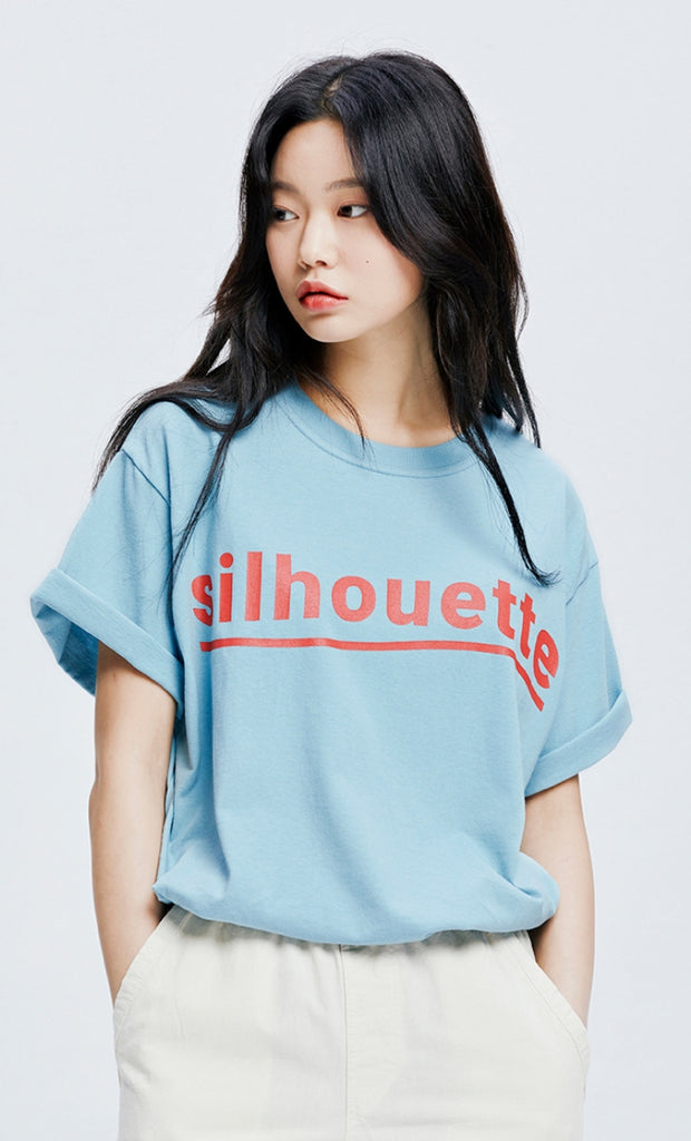 QUIETIST (クワイエティスト) Silhouette Logo T-Shirts (sky)
