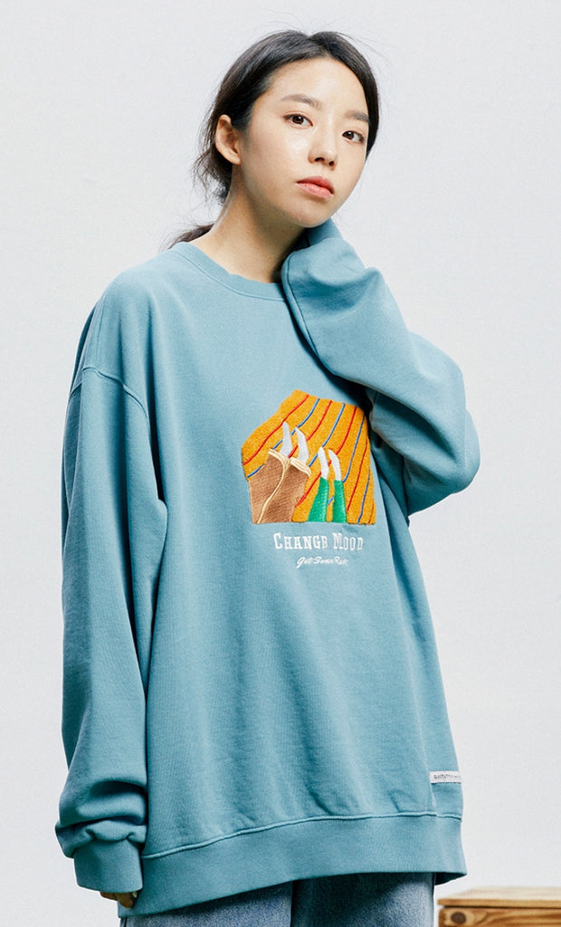 QUIETIST (クワイエティスト) Change-mood Blanket Sweat (l.teal)