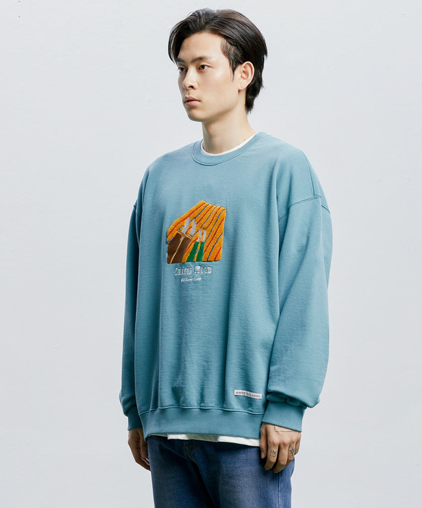 QUIETIST (クワイエティスト) Change-mood Blanket Sweat (l.teal)