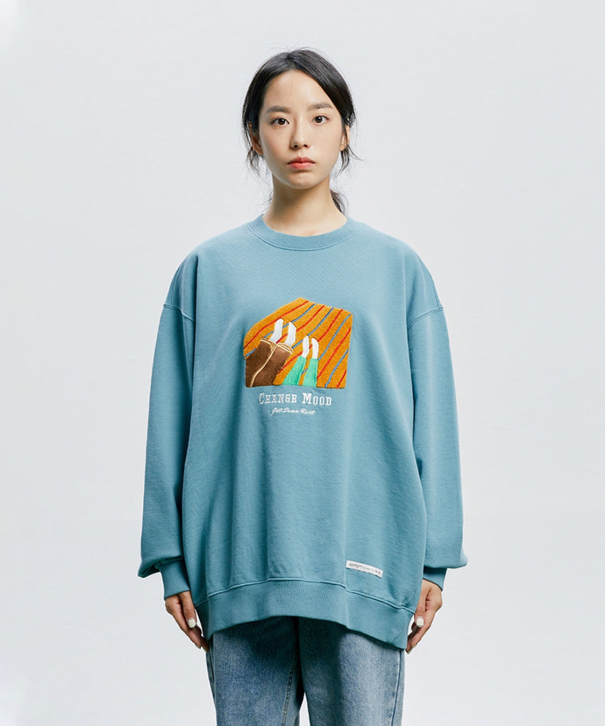 QUIETIST (クワイエティスト) Change-mood Blanket Sweat (l.teal)