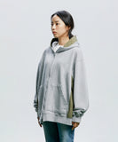 QUIETIST (クワイエティスト) Fabric Mix Hood Zip-up (gray)