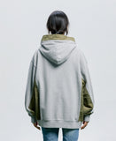 QUIETIST (クワイエティスト) Fabric Mix Hood Zip-up (gray)