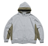 QUIETIST (クワイエティスト) Fabric Mix Hood Zip-up (gray)