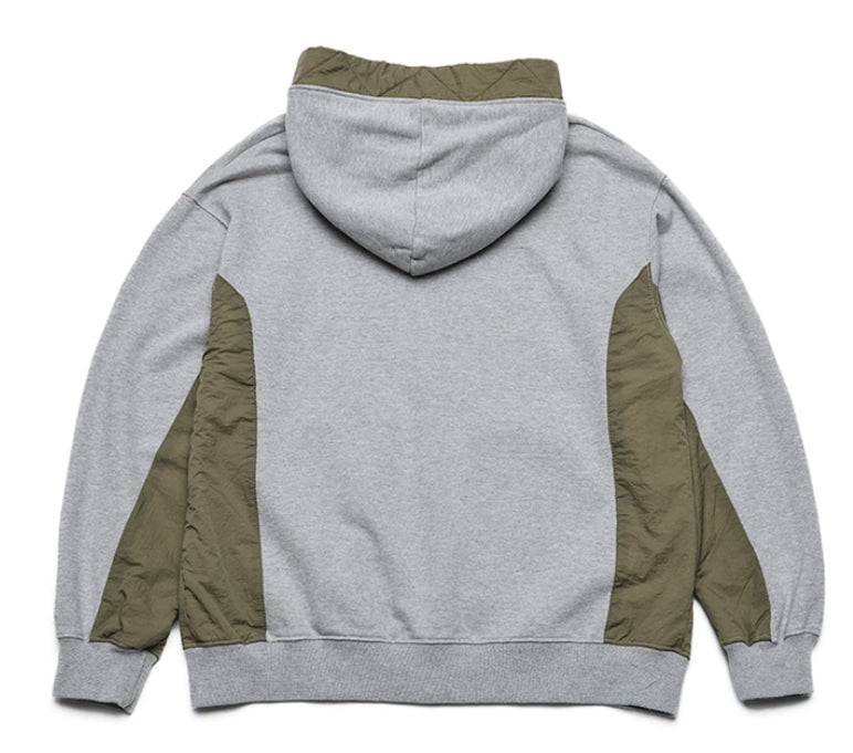 QUIETIST (クワイエティスト) Fabric Mix Hood Zip-up (gray)