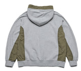 QUIETIST (クワイエティスト) Fabric Mix Hood Zip-up (gray)