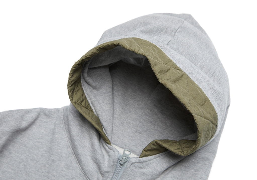 QUIETIST (クワイエティスト) Fabric Mix Hood Zip-up (gray)