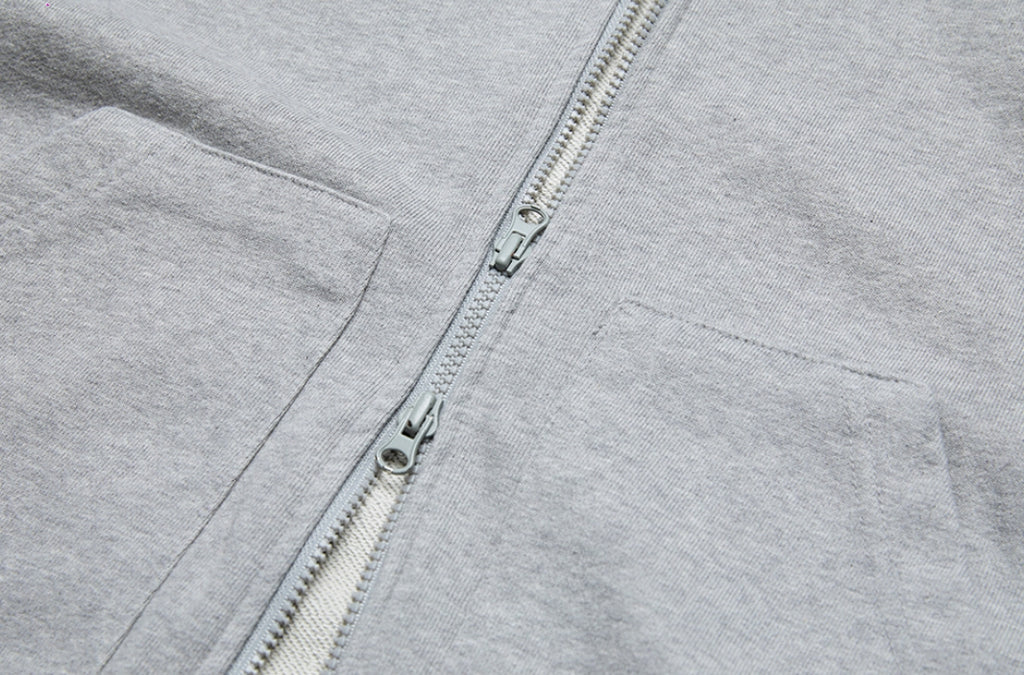 QUIETIST (クワイエティスト) Fabric Mix Hood Zip-up (gray)