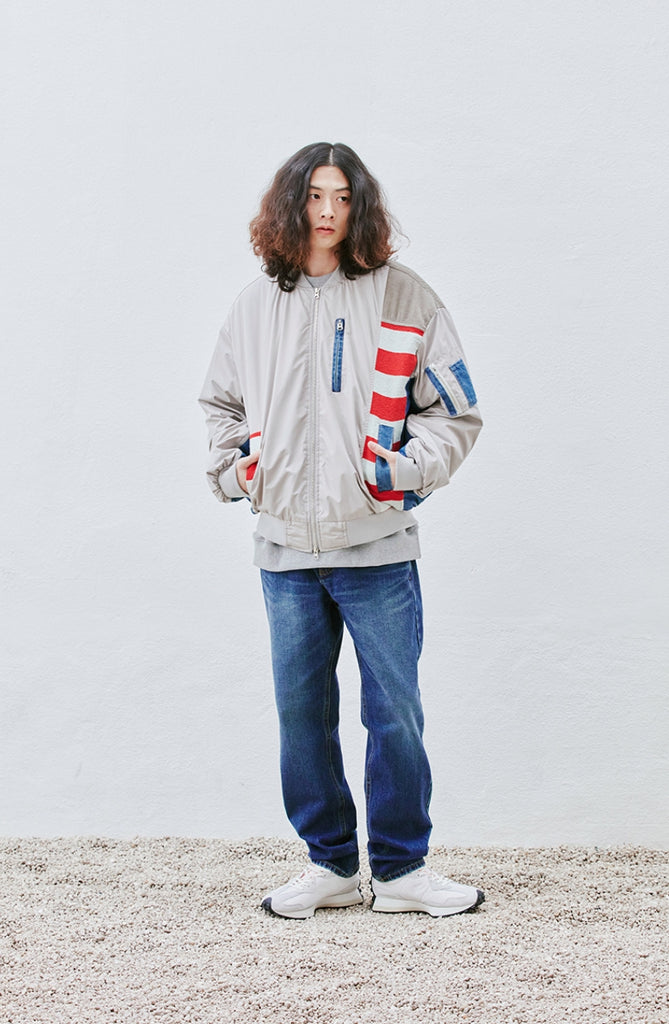 QUIETIST (クワイエティスト) Washed Mix MA-1 Jacket (gray)