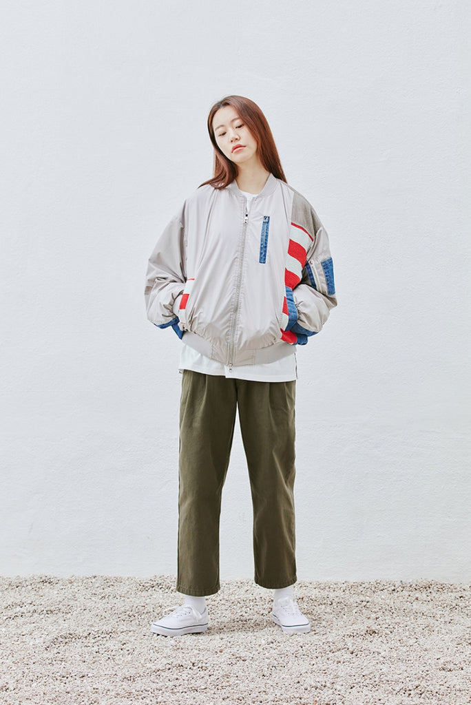 QUIETIST (クワイエティスト) Washed Mix MA-1 Jacket (gray)