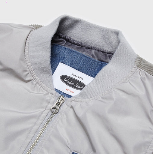 QUIETIST (クワイエティスト) Washed Mix MA-1 Jacket (gray)
