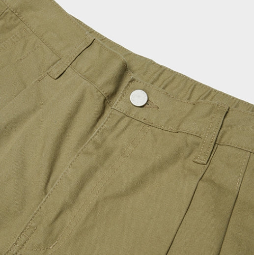 QUIETIST (クワイエティスト) Two-tuck Balloon Crop Pants (beige)