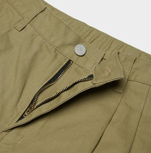 QUIETIST (クワイエティスト) Two-tuck Balloon Crop Pants (beige)