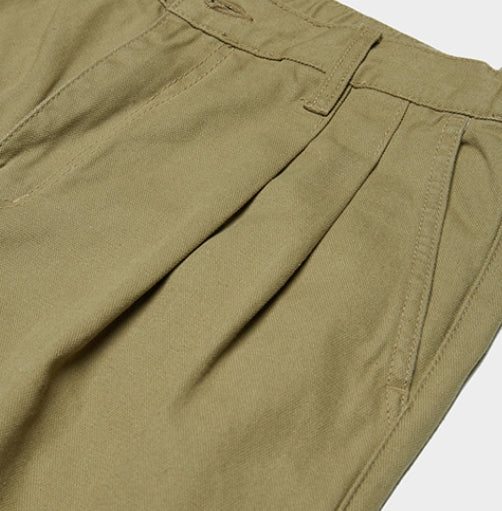 QUIETIST (クワイエティスト) Two-tuck Balloon Crop Pants (beige)