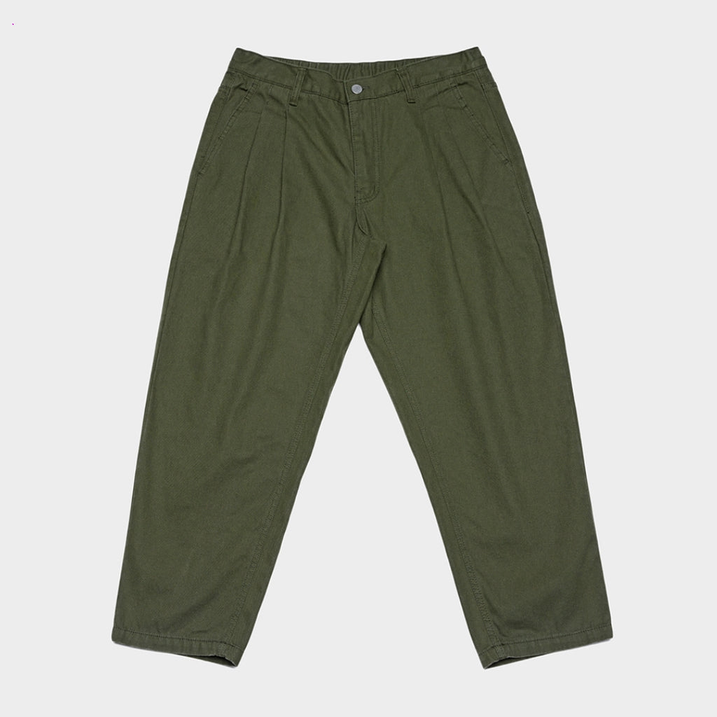 QUIETIST (クワイエティスト) Two-tuck Balloon Crop Pants (khaki)