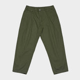 QUIETIST (クワイエティスト) Two-tuck Balloon Crop Pants (khaki)