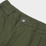 QUIETIST (クワイエティスト) Two-tuck Balloon Crop Pants (khaki)