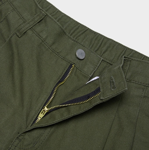 QUIETIST (クワイエティスト) Two-tuck Balloon Crop Pants (khaki)