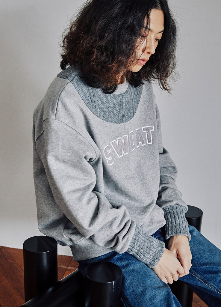 QUIETIST (クワイエティスト) Plain Knit Sweat (gray)