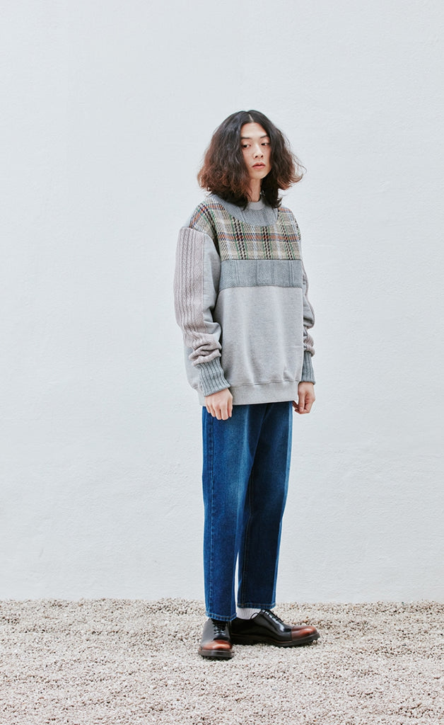 QUIETIST (クワイエティスト) Collage Mix Sweat (gray)