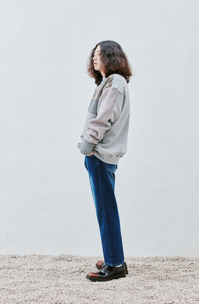 QUIETIST (クワイエティスト) Collage Mix Sweat (gray)