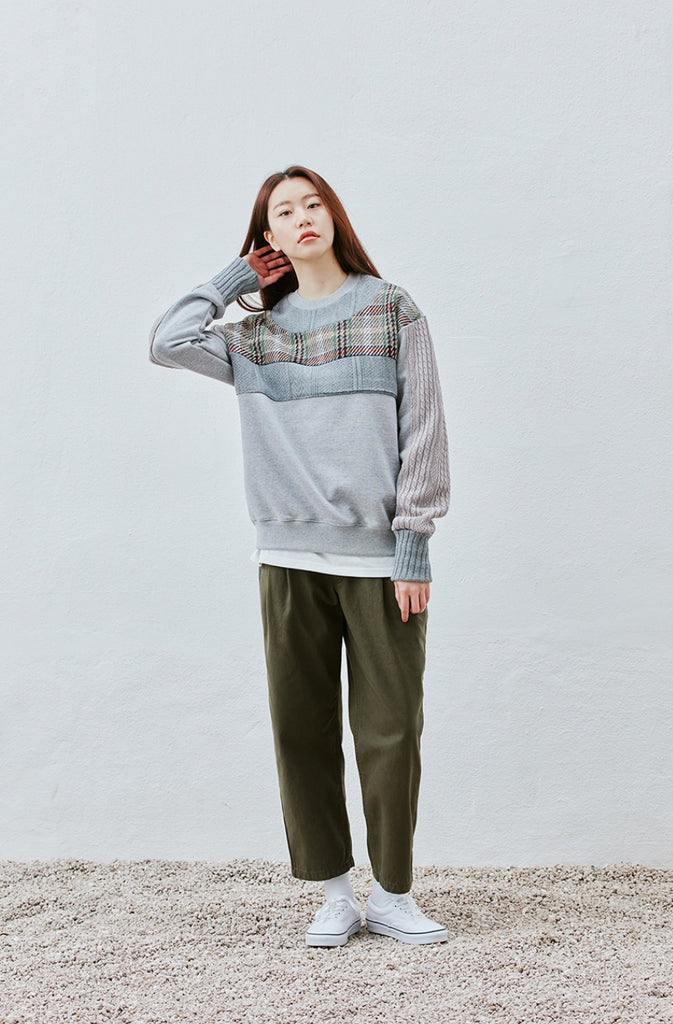 QUIETIST (クワイエティスト) Collage Mix Sweat (gray)