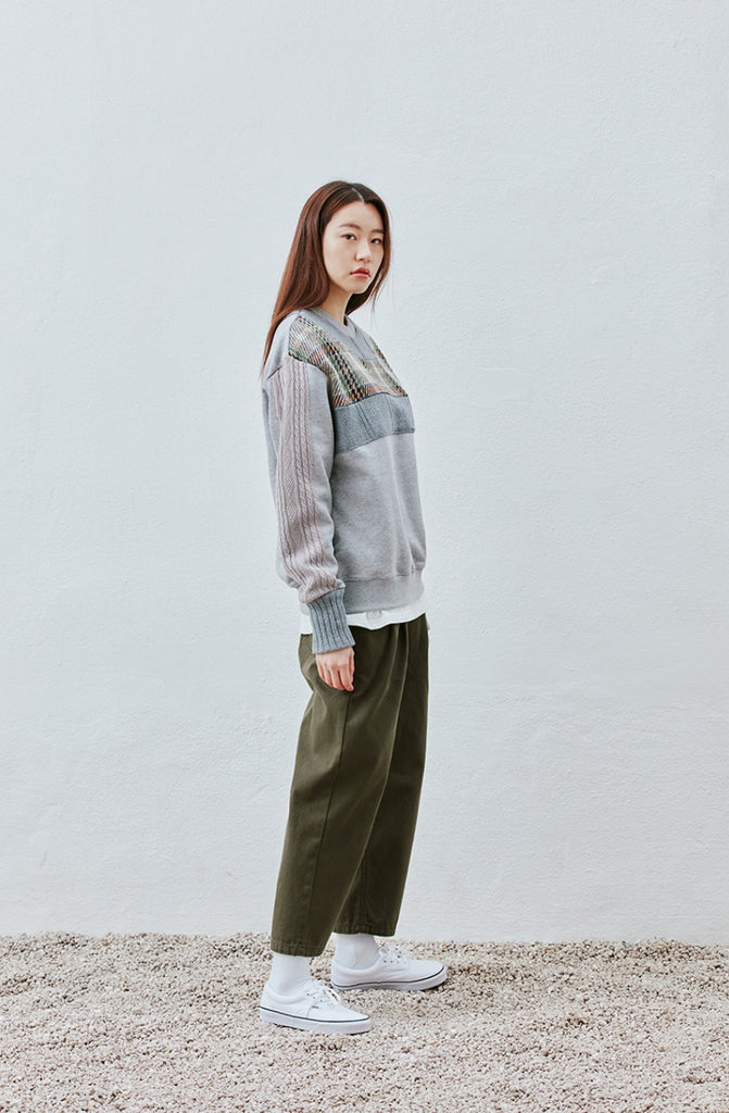 QUIETIST (クワイエティスト) Collage Mix Sweat (gray)