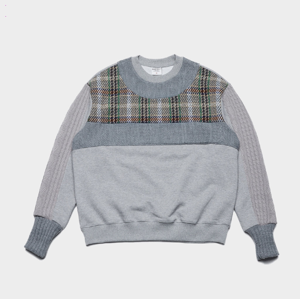 QUIETIST (クワイエティスト) Collage Mix Sweat (gray)