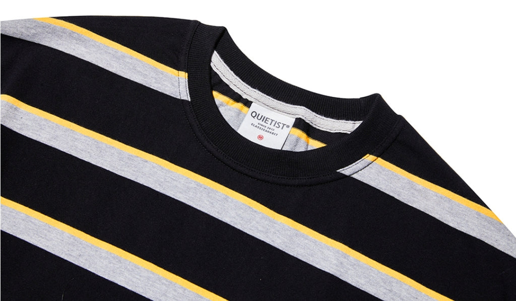 QUIETIST (クワイエティスト) Border Stripe 1/2 T-shirts (black)