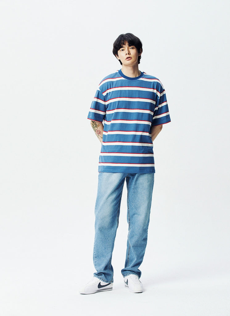 QUIETIST (クワイエティスト) Border Stripe 1/2 T-shirts (teal)
