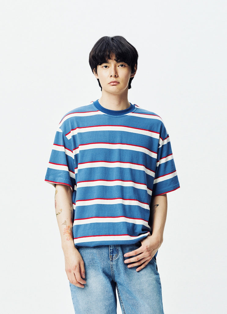 QUIETIST (クワイエティスト) Border Stripe 1/2 T-shirts (teal)