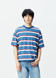 QUIETIST (クワイエティスト) Border Stripe 1/2 T-shirts (teal)