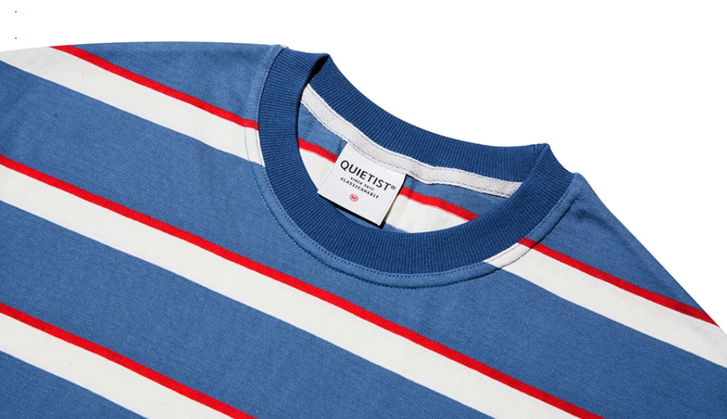 QUIETIST (クワイエティスト) Border Stripe 1/2 T-shirts (teal)