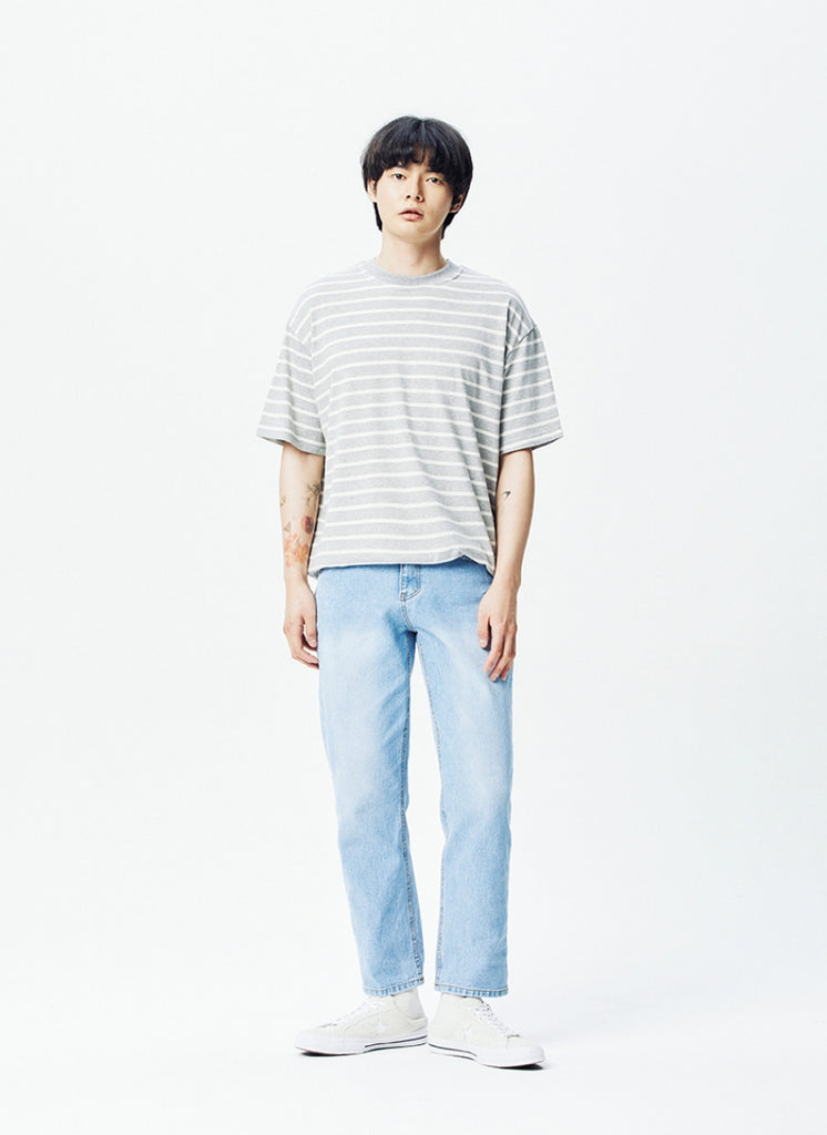 QUIETIST (クワイエティスト) Basic Stripe 1/2 T-shirts (gray)