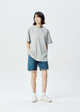QUIETIST (クワイエティスト) Basic Stripe 1/2 T-shirts (gray)