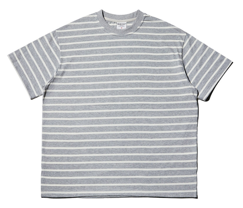 QUIETIST (クワイエティスト) Basic Stripe 1/2 T-shirts (gray)